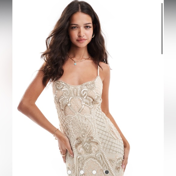 Cat Eye Embellished Mix Maxi ASOS Dress - Picture 8 of 10